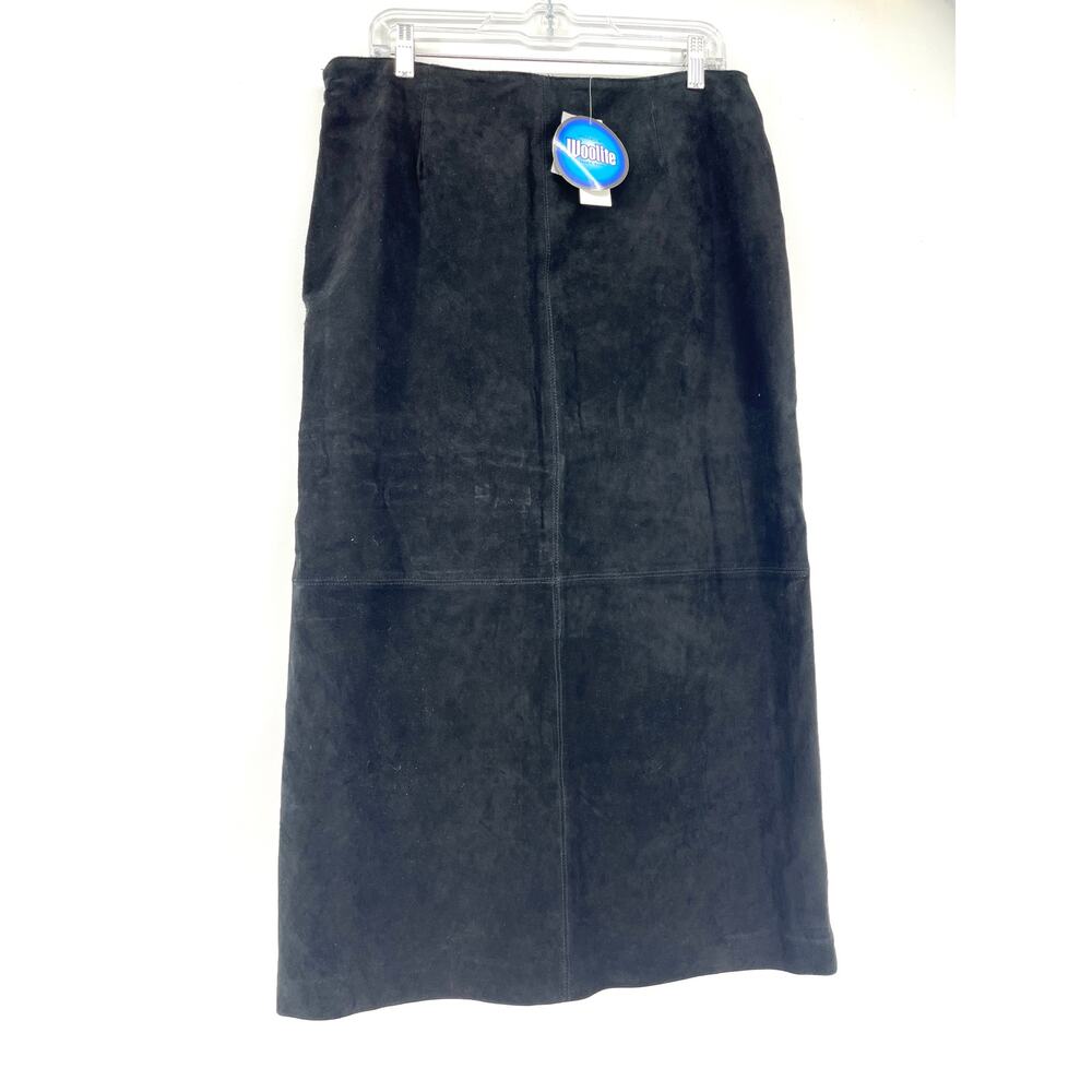 Alfani Black Suede Midi Straight Skirt Central Park Lined NWT (16) Washable